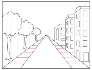 Easy Tutorial For A City With One Point Perspective Drawing