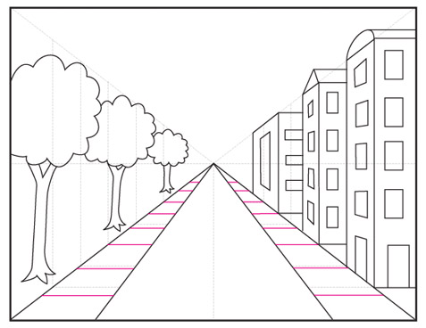 Draw A City With One Point Perspective Art Projects For Kids