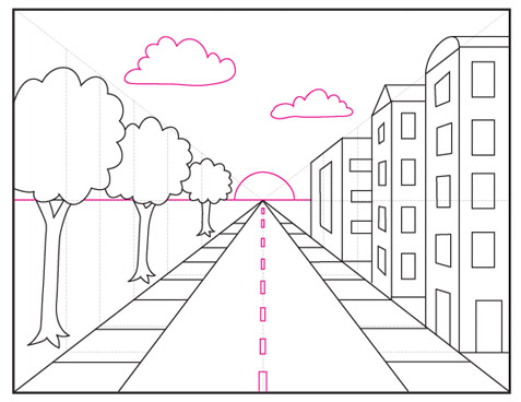 Draw A City With One Point Perspective Art Projects For Kids