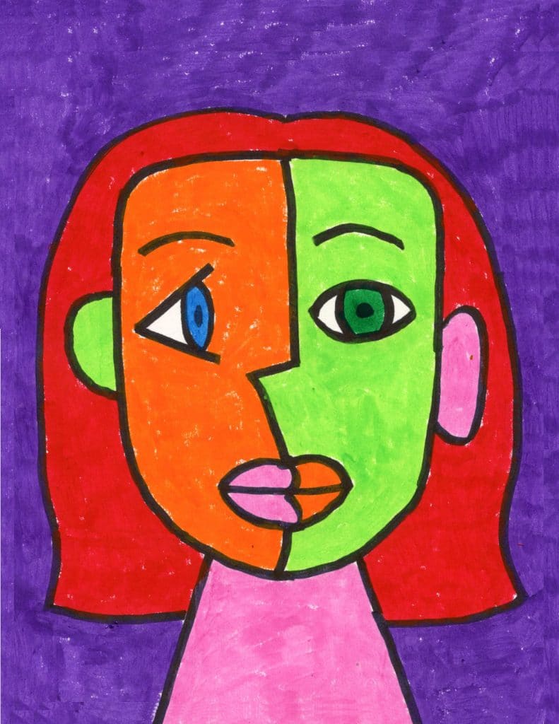 Easy How To Draw A Cubism Portrait Tutorial And Cubism Portrait Coloring Page Art Projects For Kids