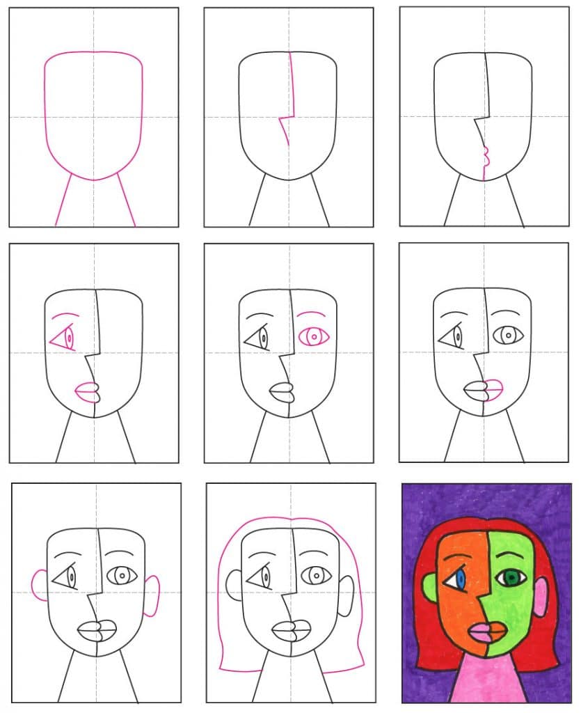 Easy How to Draw a Cubism Portrait Tutorial and Cubism Portrait