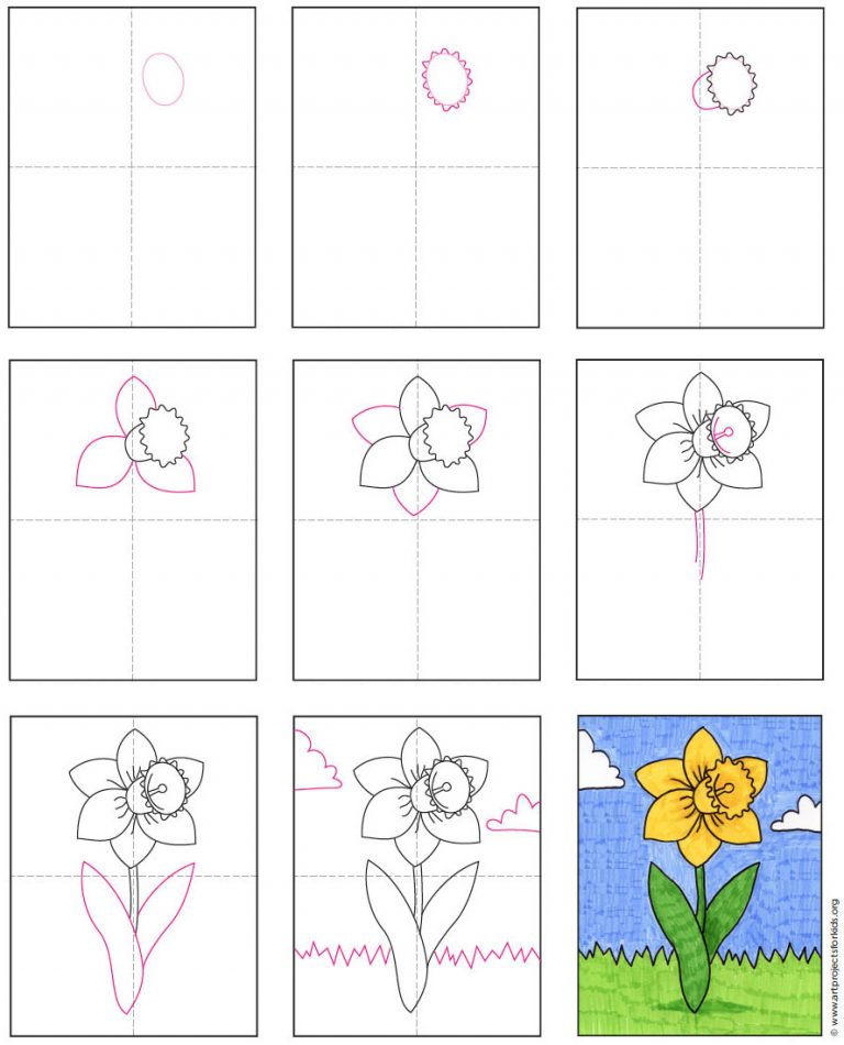 How to Draw a Daffodil · Art Projects for Kids