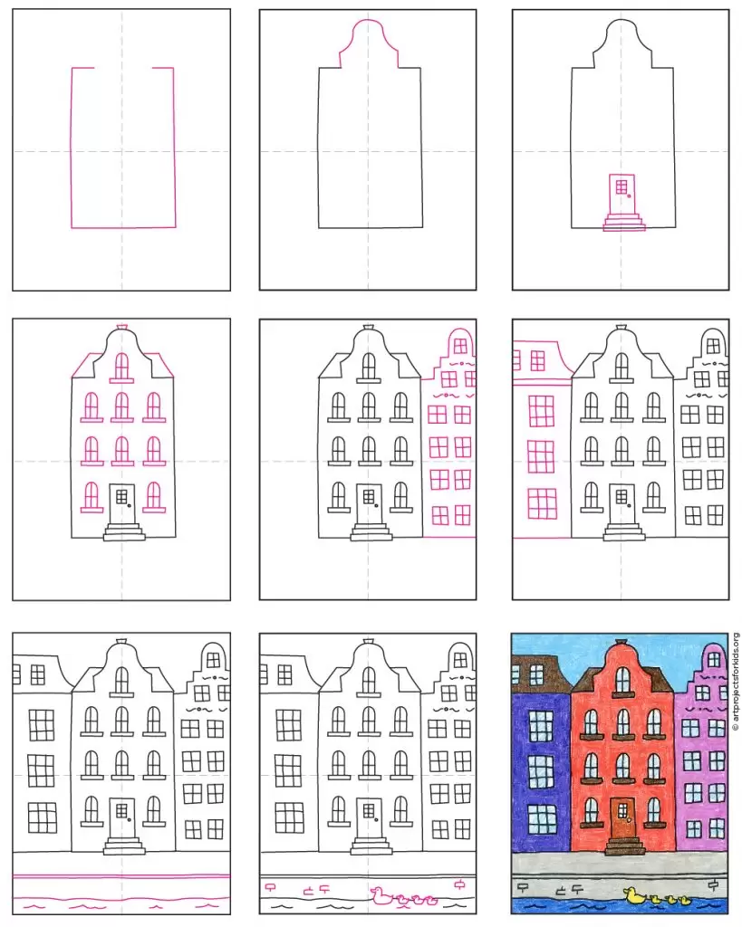 how to draw Dutch Houses