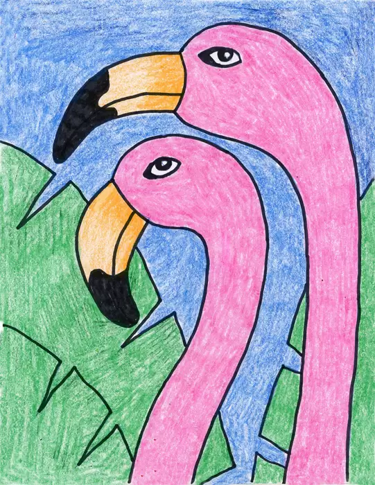 Easy How to Draw a Flamingo Head Tutorial and Flamingo Head Coloring Page