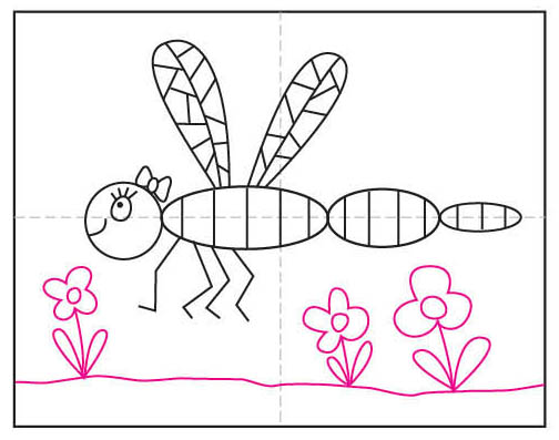 Easy How to Draw a Dragonfly Tutorial and Dragonfly Coloring Page