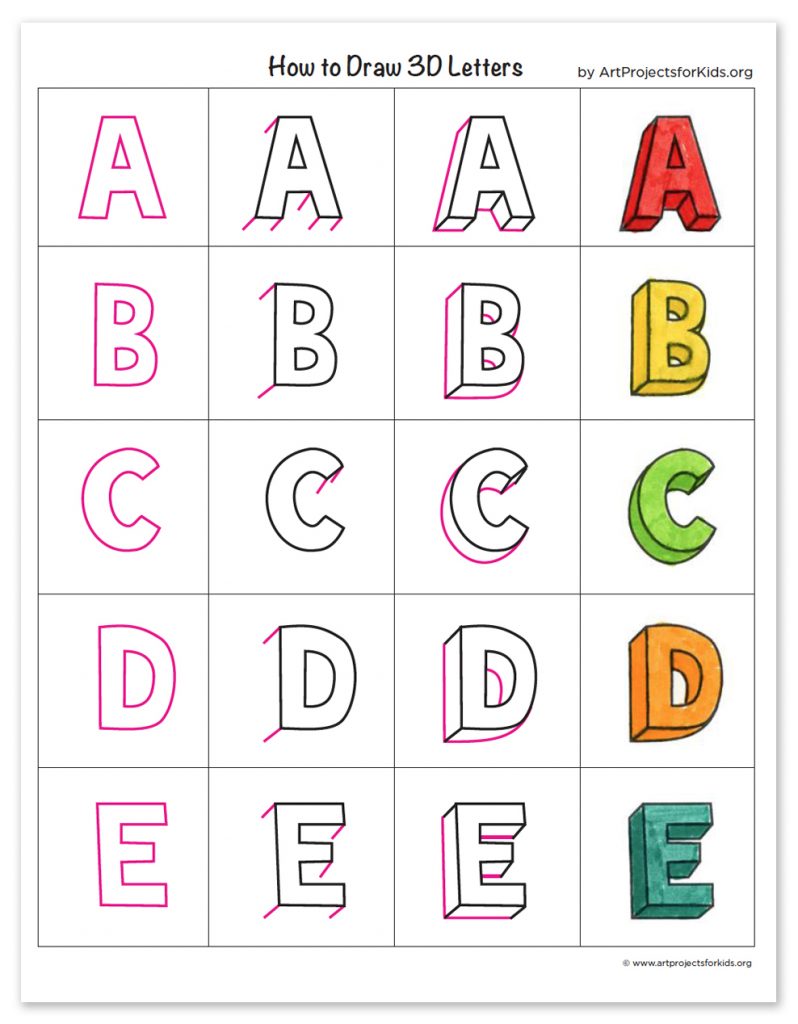 How To Draw 3d Letters Art Projects For Kids