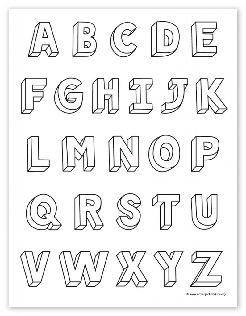 How to Draw 10D Letters · Art Projects for Kids