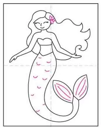 how to draw a mermaid for kids