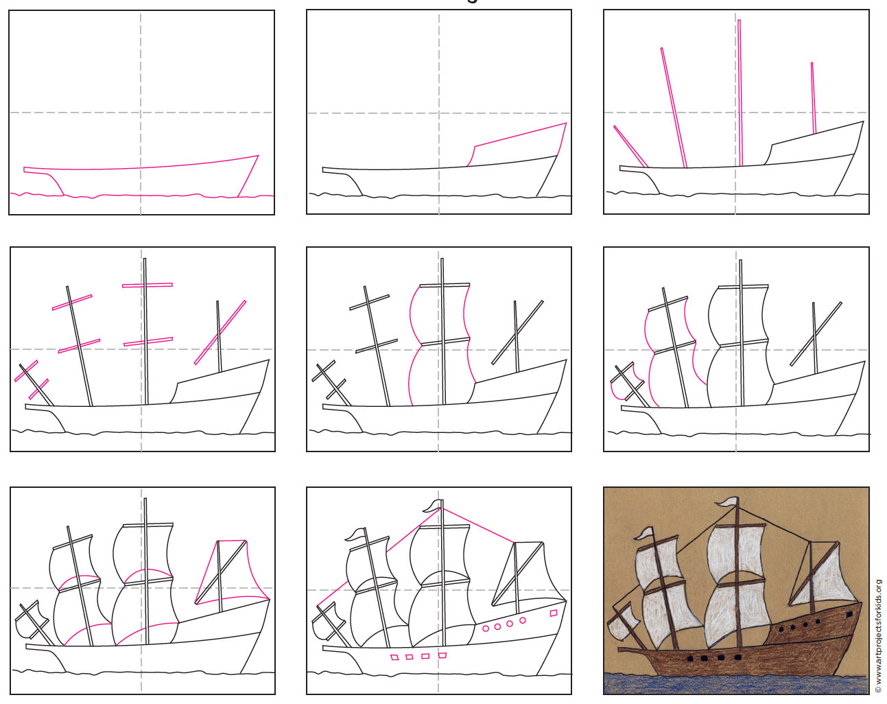 How to Draw the Mayflower · Art Projects for Kids