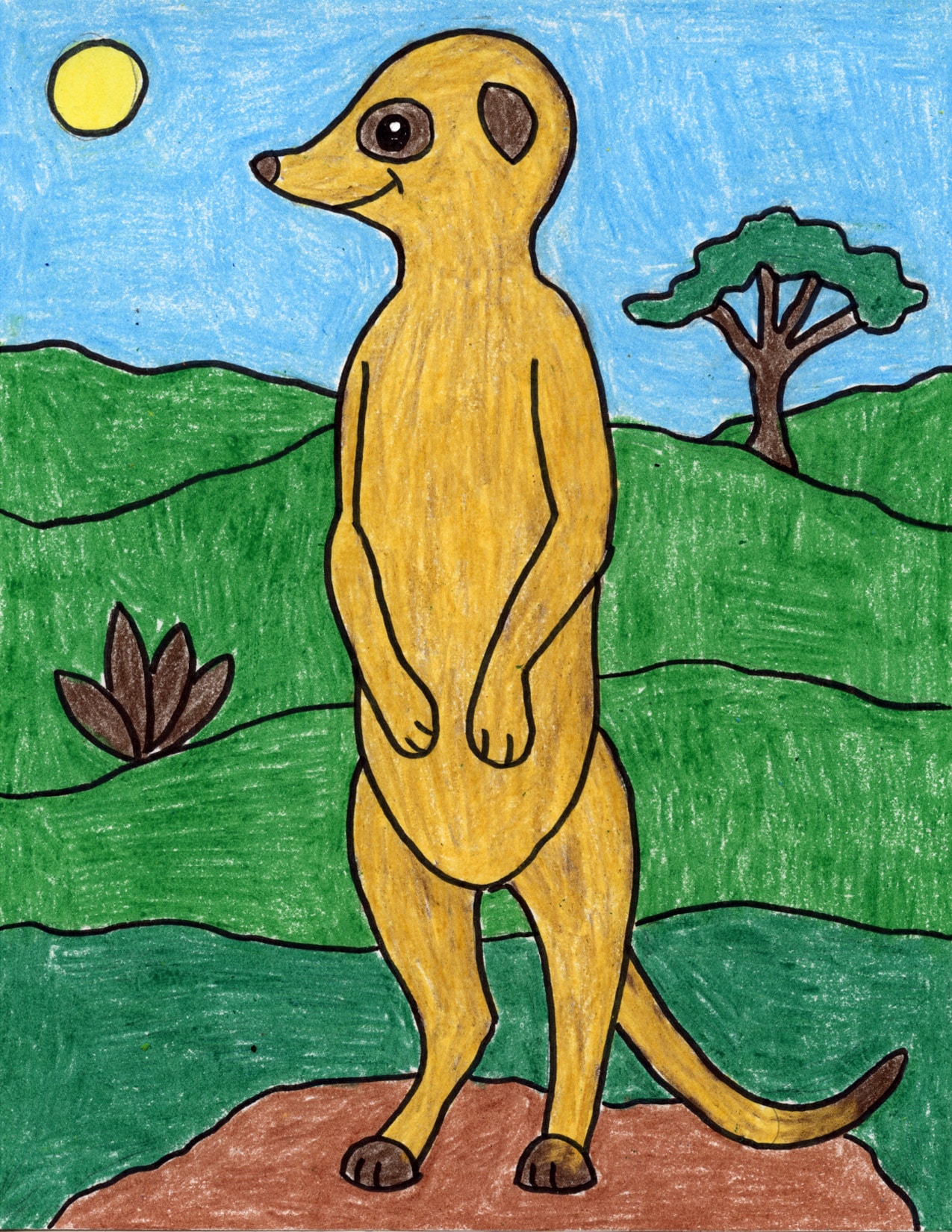 How To Draw A Meerkat Easy Draw a line which will act as the center of