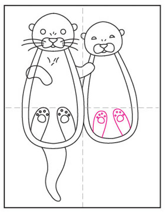 Easy How to Draw a Sea Otter Tutorial and Sea Otter Coloring Page · Art