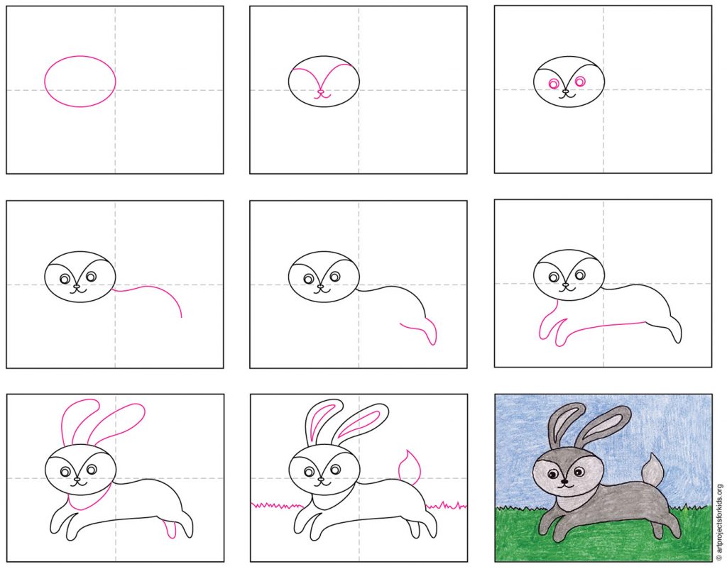 Easy How to Draw a Rabbit Tutorial and Rabbit Coloring Page