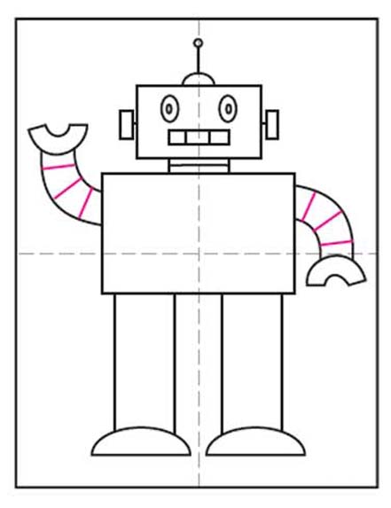 How To Draw A Cartoon Robot Easy Drawing For Kids Otoons Net