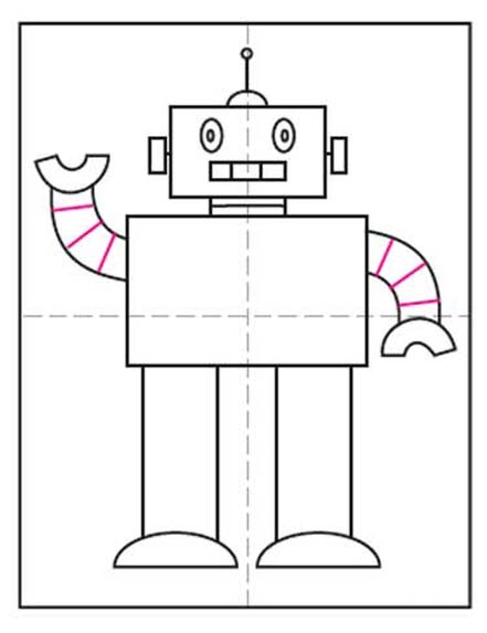 Easy How To Draw A Robot Tutorial And Robot Coloring Page 8187