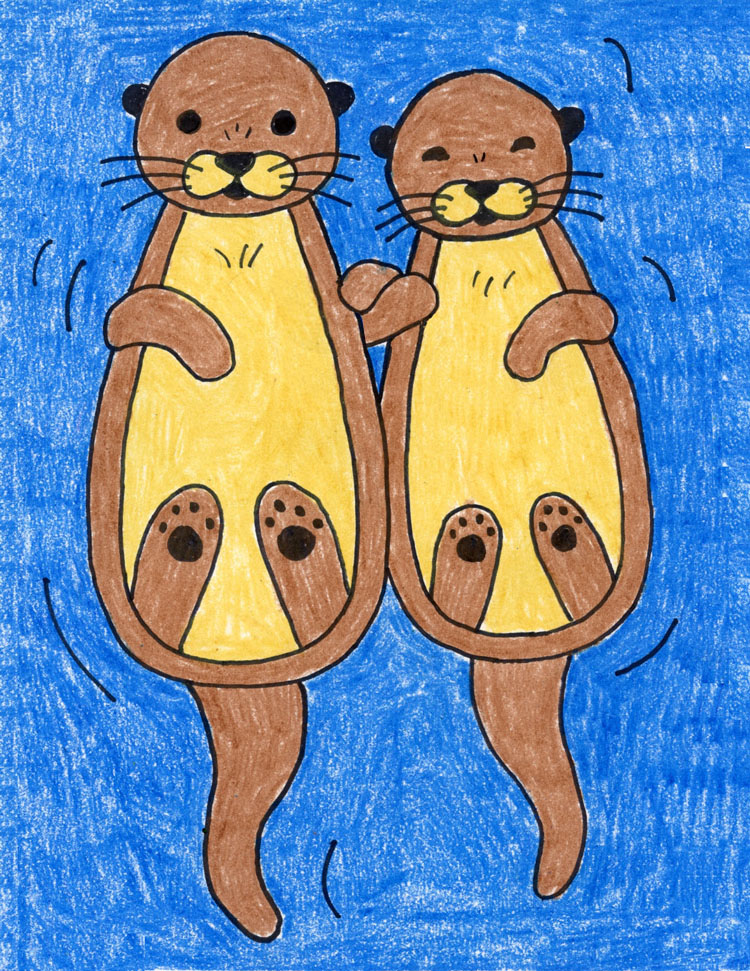 Easy How to Draw a Sea Otter Tutorial & Sea Otter Coloring Page