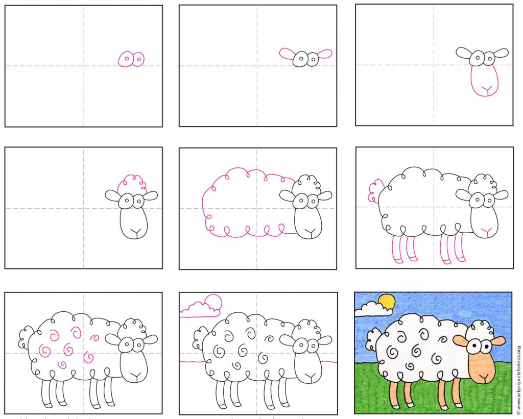 how to draw a sheep step by step