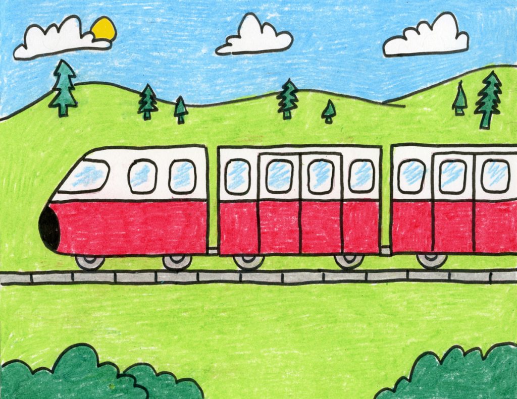 How to Draw a Train · Art Projects for Kids