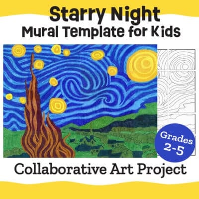 Starry Night Mural Template for Kids Collaborative Art Project