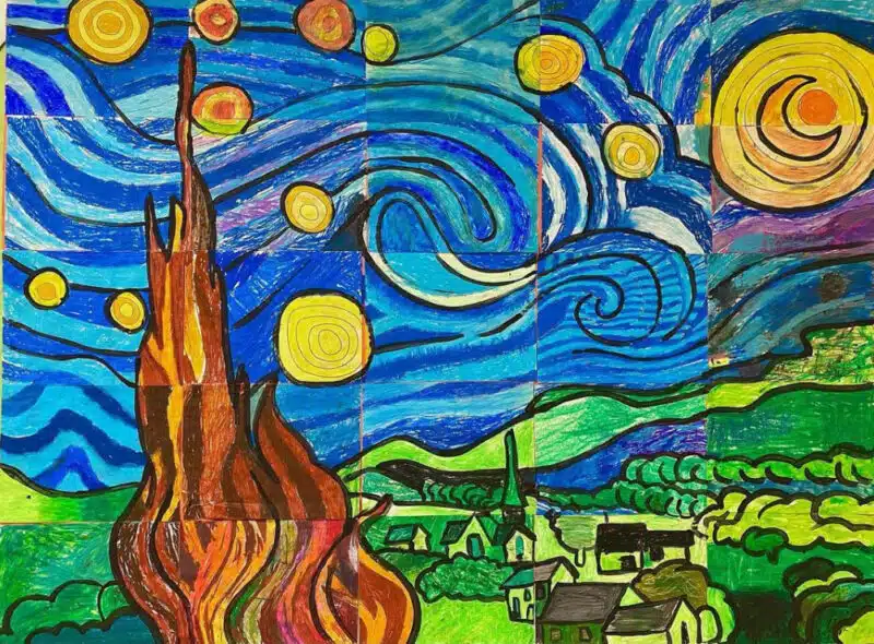 Starry Night Mural · Art Projects for Kids