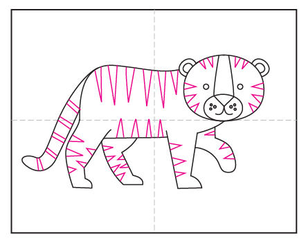 Easy How to Draw a Tiger Tutorial Video and Tiger Coloring Page