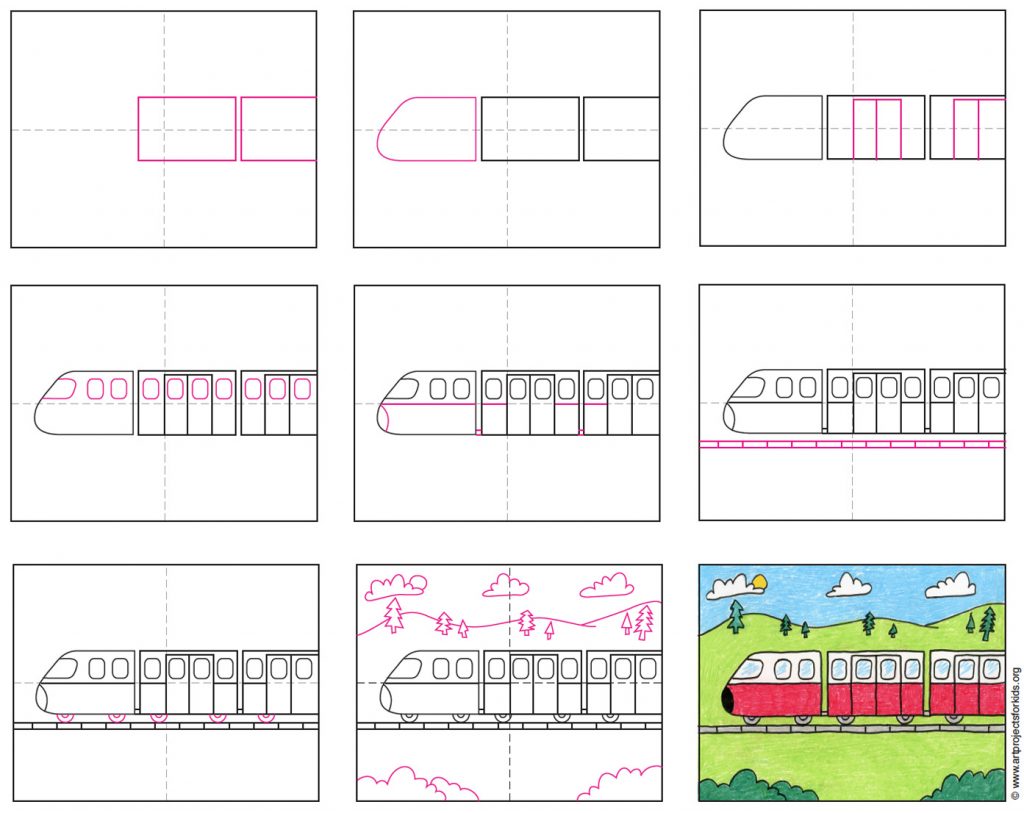 How to Draw a Train · Art Projects for Kids