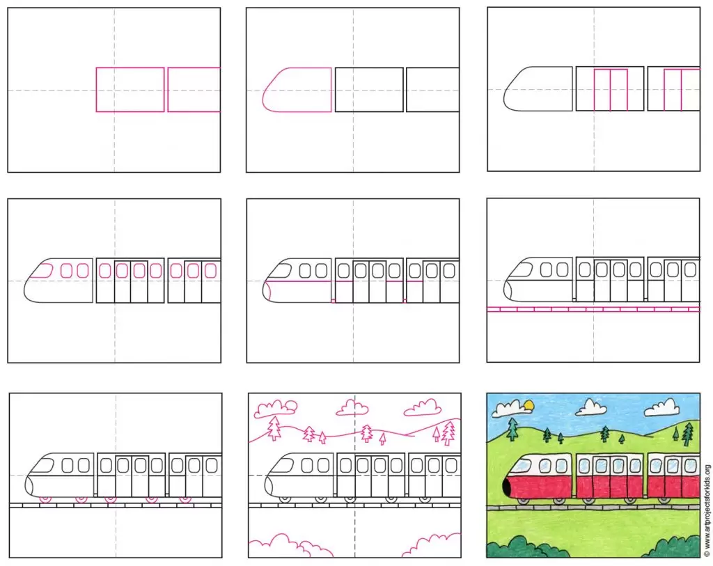 how to draw a train