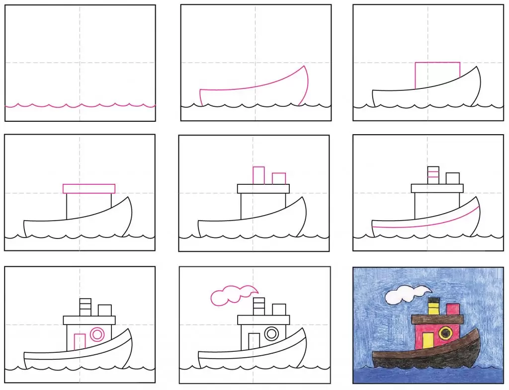 Yacht Drawing Tutorial - How to draw Yacht step by step