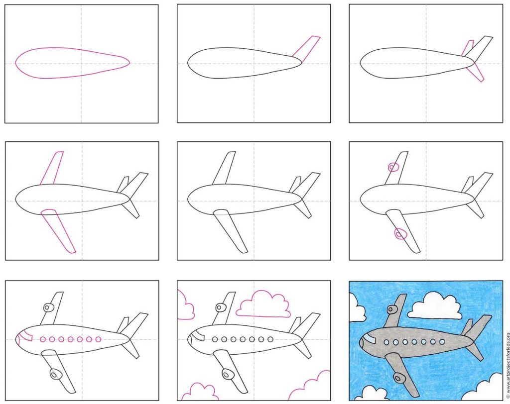 how to draw a simple small airplane