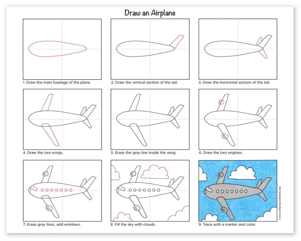 Airplane. Drawing Worksheet. Stock Vector - Illustration of transport,  sheet: 89861155