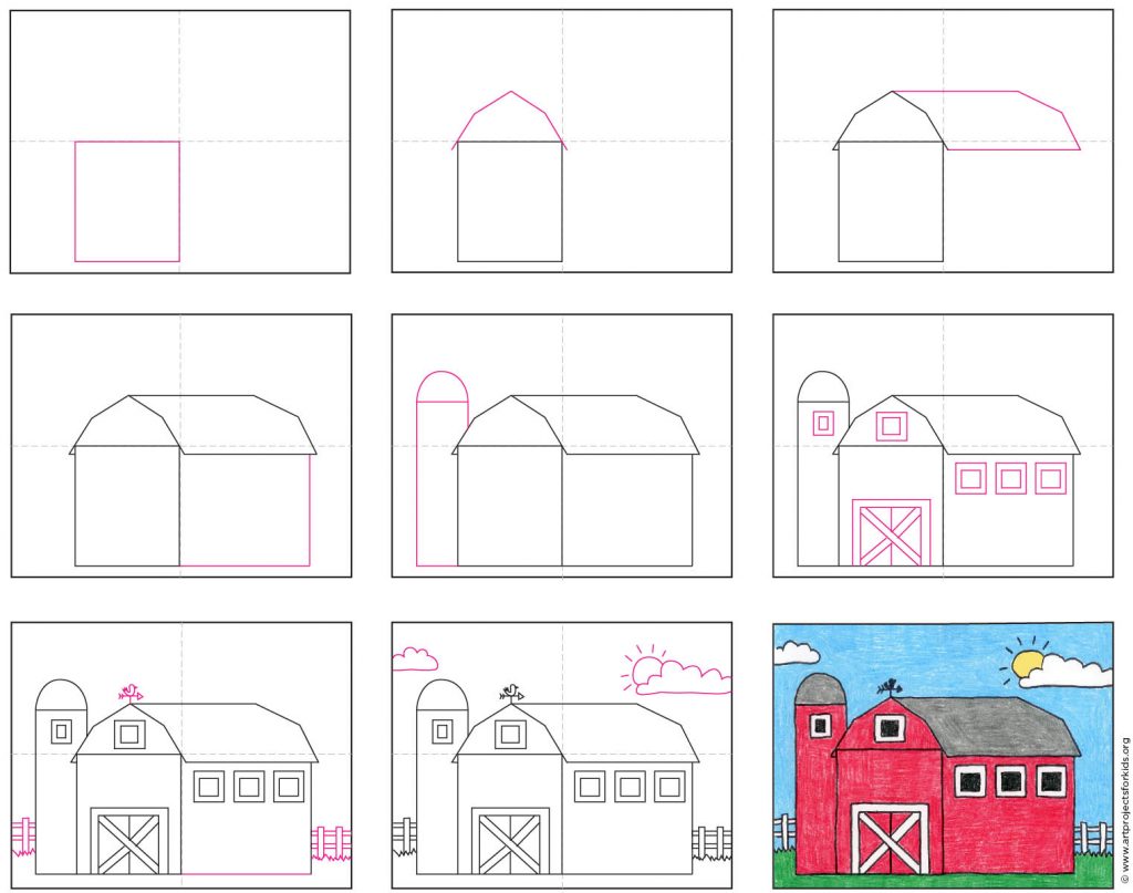 How To Draw A Barn Art Projects For Kids