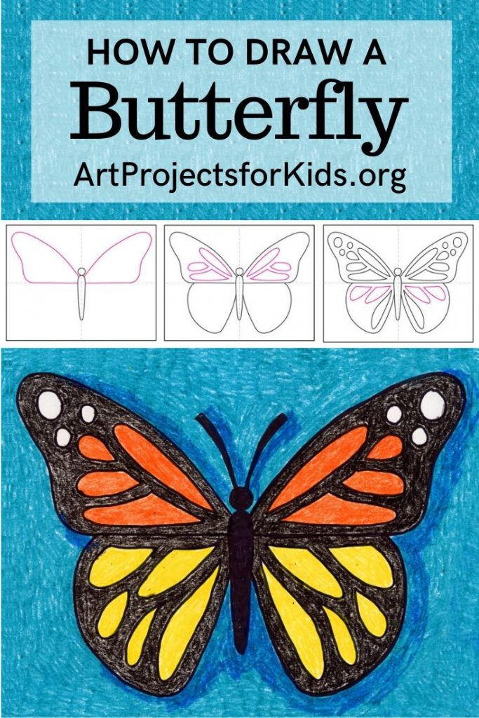 How To Draw A Butterfly Art Projects For Kids We are starting to draw a butterfly by outlining both forewings symmetrically. how to draw a butterfly art projects