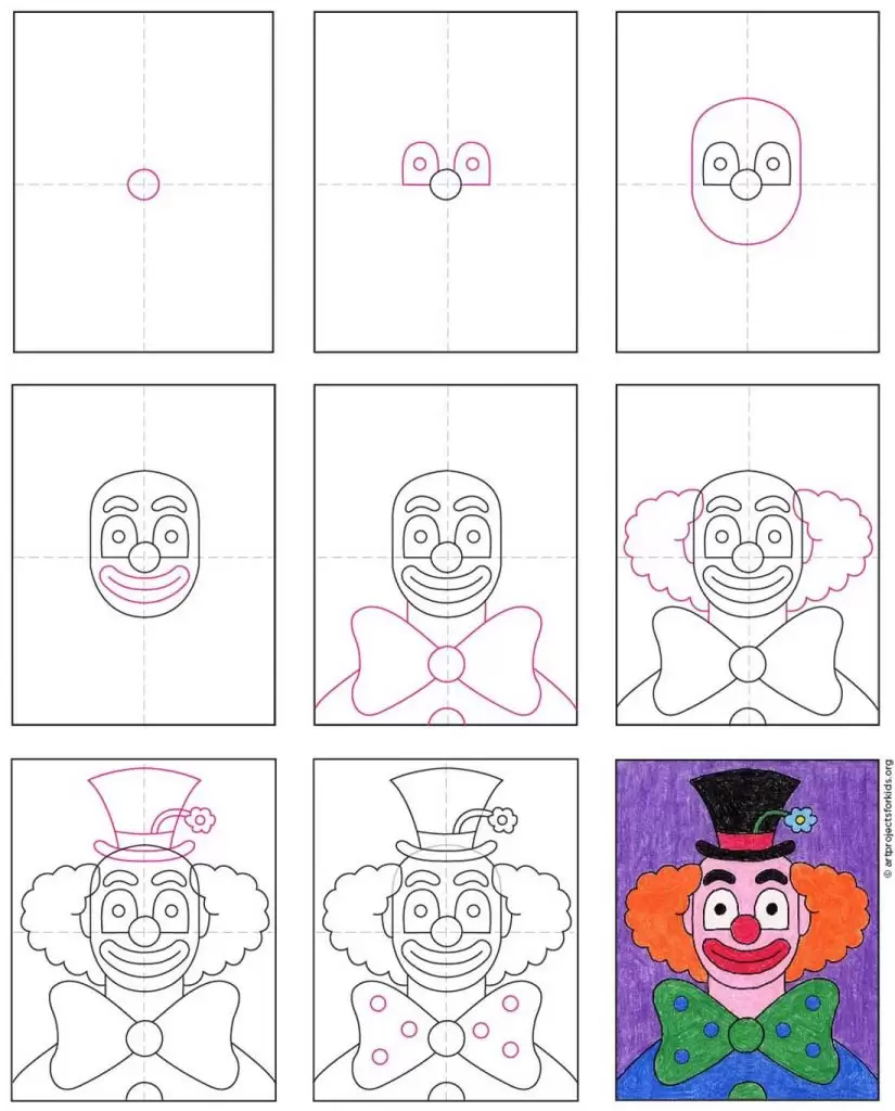 How to draw a clown face