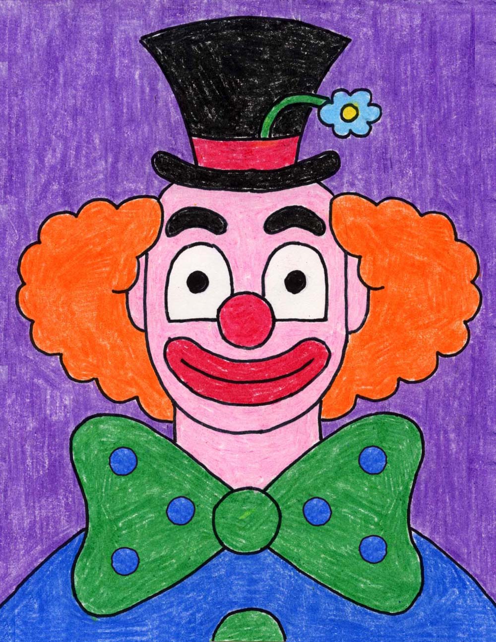 Clown Drawing With Color englshwir