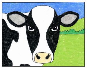 Easy How to Draw a Cow Face Tutorial and Cow Face Coloring Page