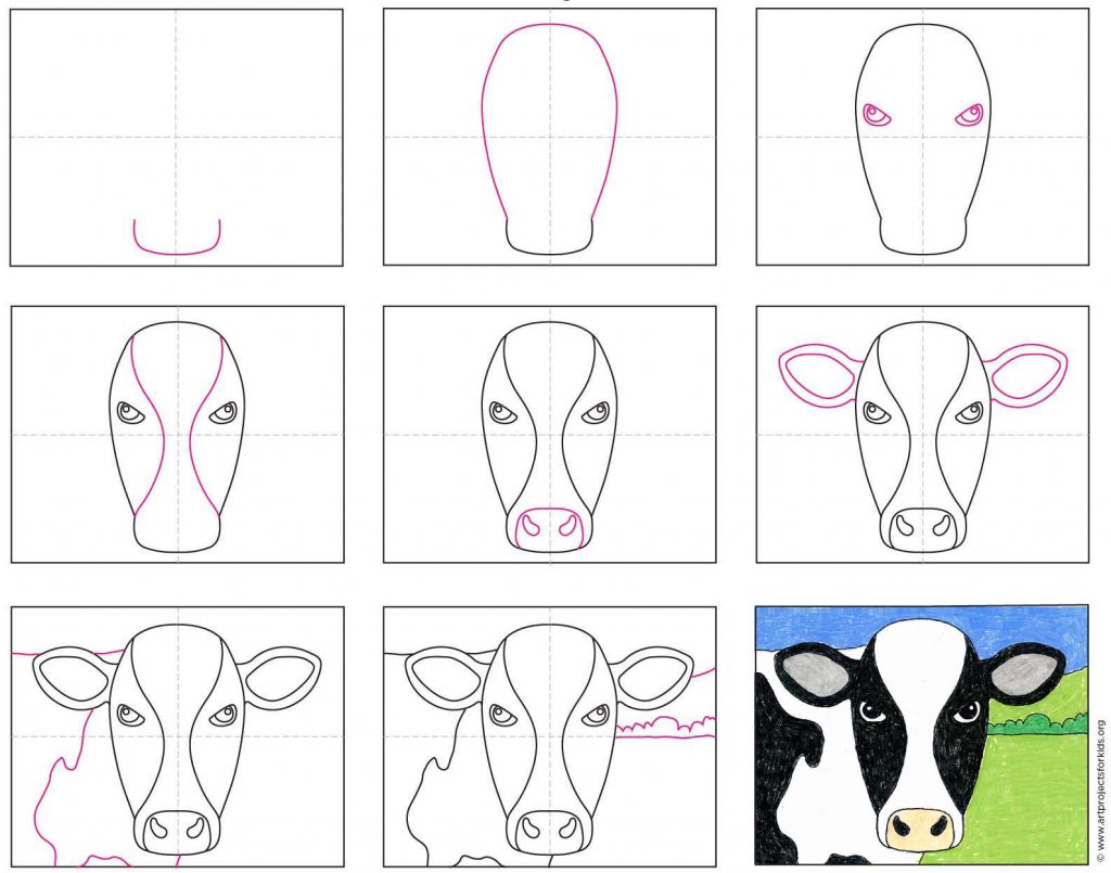 How To Draw A Cow Face Step By Step