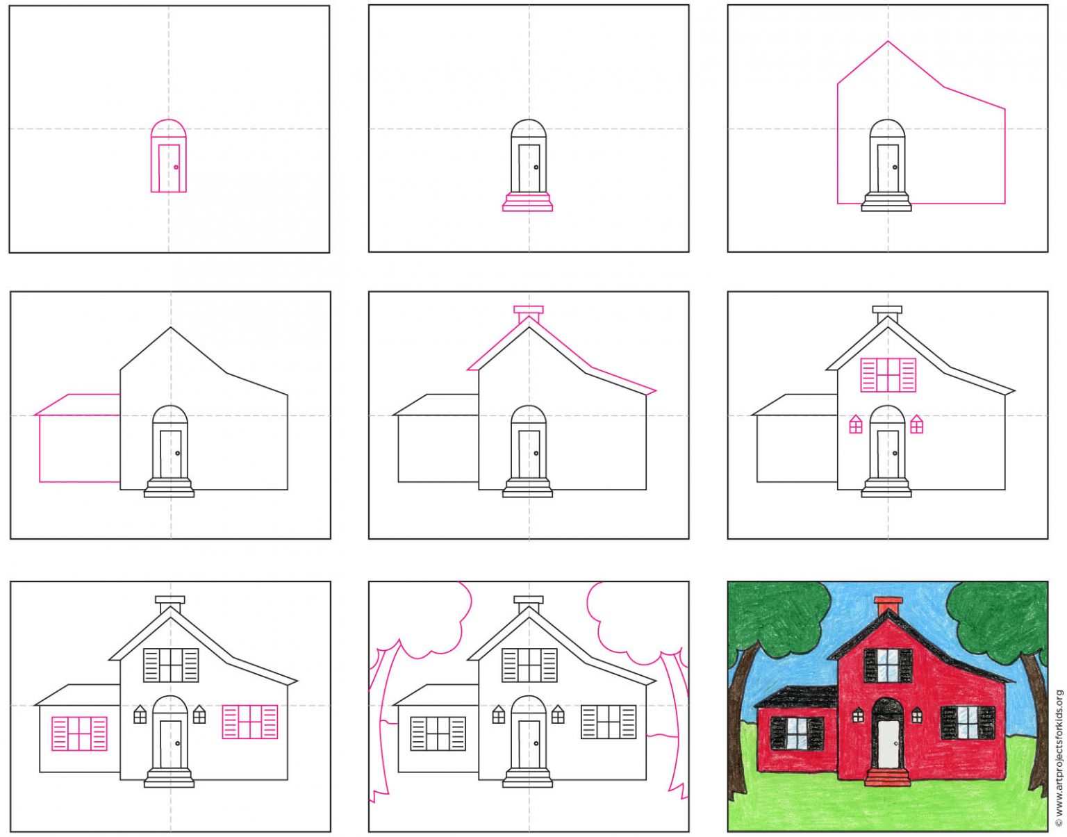 How to Draw a Country House · Art Projects for Kids