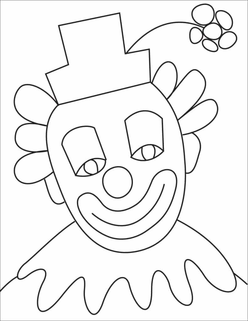 Clown Face Coloring Page, available as a free printable.