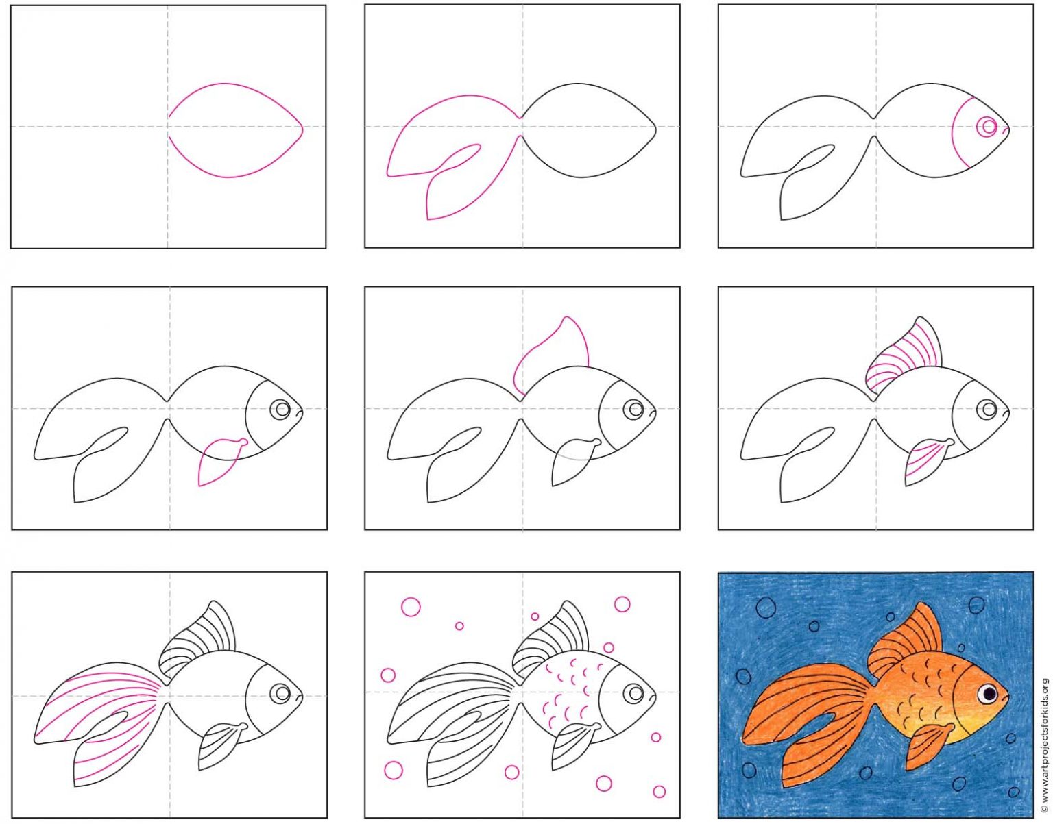 How to Draw a Goldfish Goldfish Coloring Page