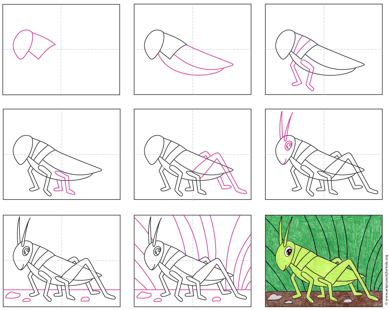 How to Draw a Grasshopper · Art Projects for Kids