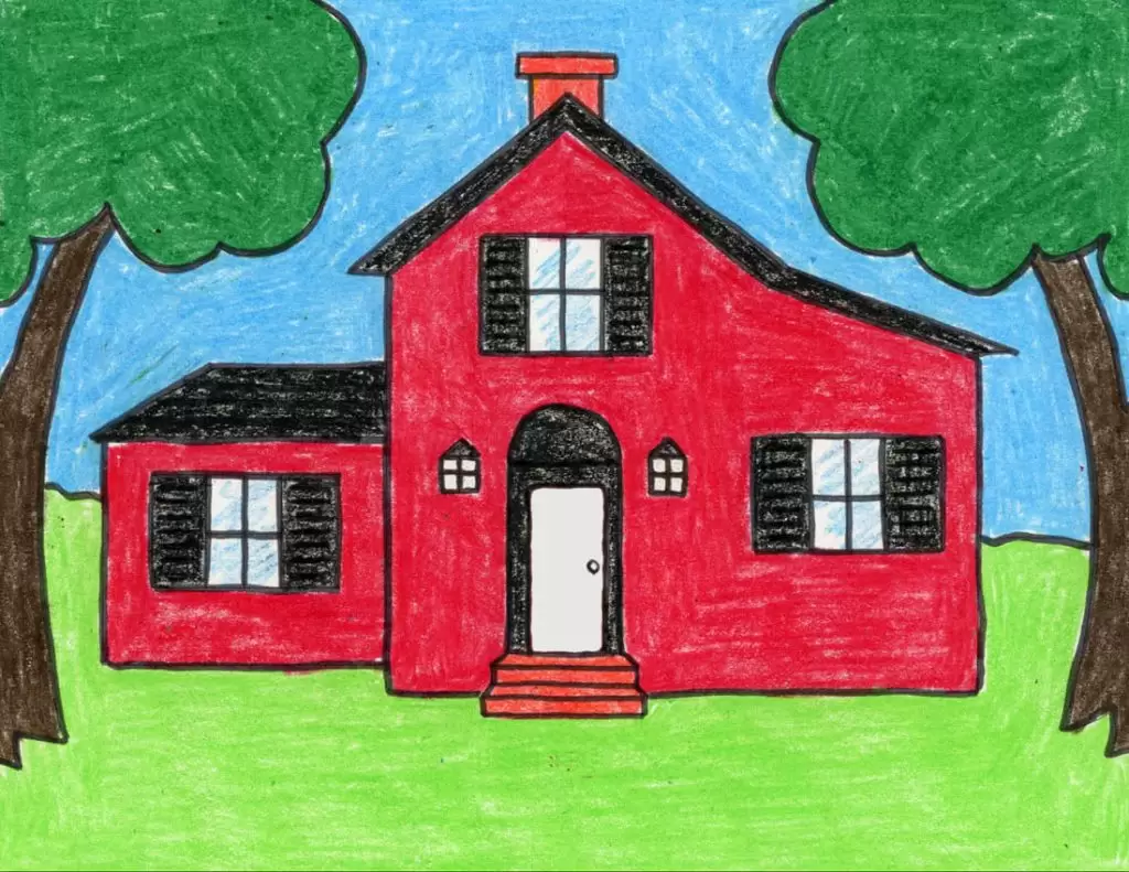 Learn how easy to draw House cartoon step by step drawing tutorials - EASY  TO DRAW EVERYTHING