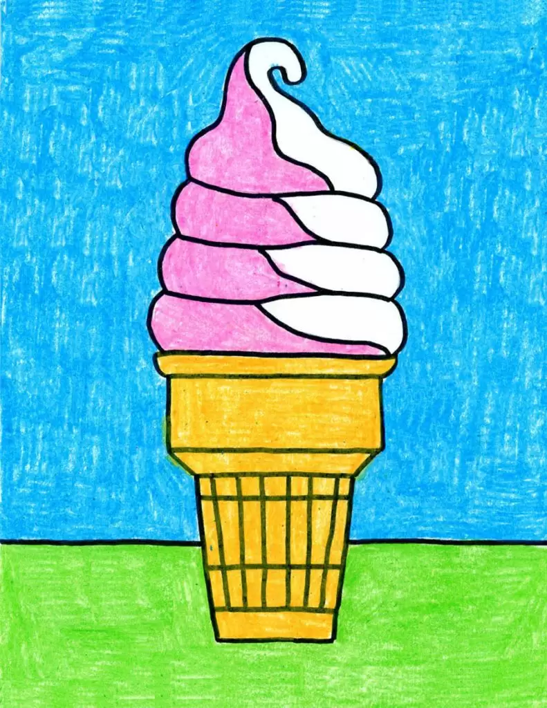 how to draw an ice cream cone