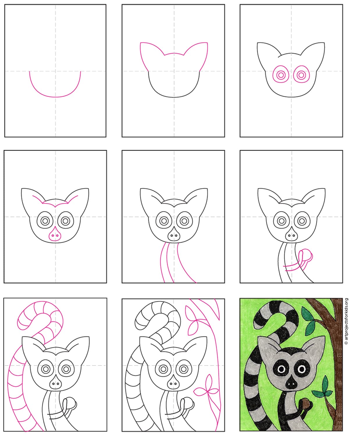 How to Draw a Lemur · Art Projects for Kids