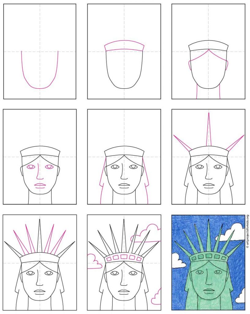 Draw the Statue of Liberty’s Face · Art Projects for Kids