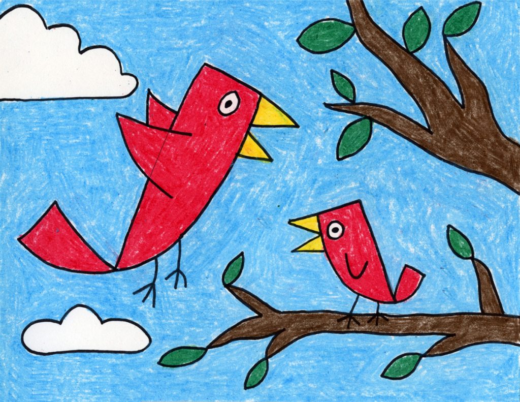 How To Draw A Mother And Baby Bird Art Projects For Kids