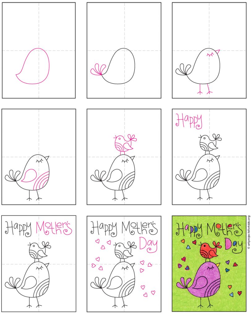 How To Draw A Mother S Day Card Art Projects For Kids