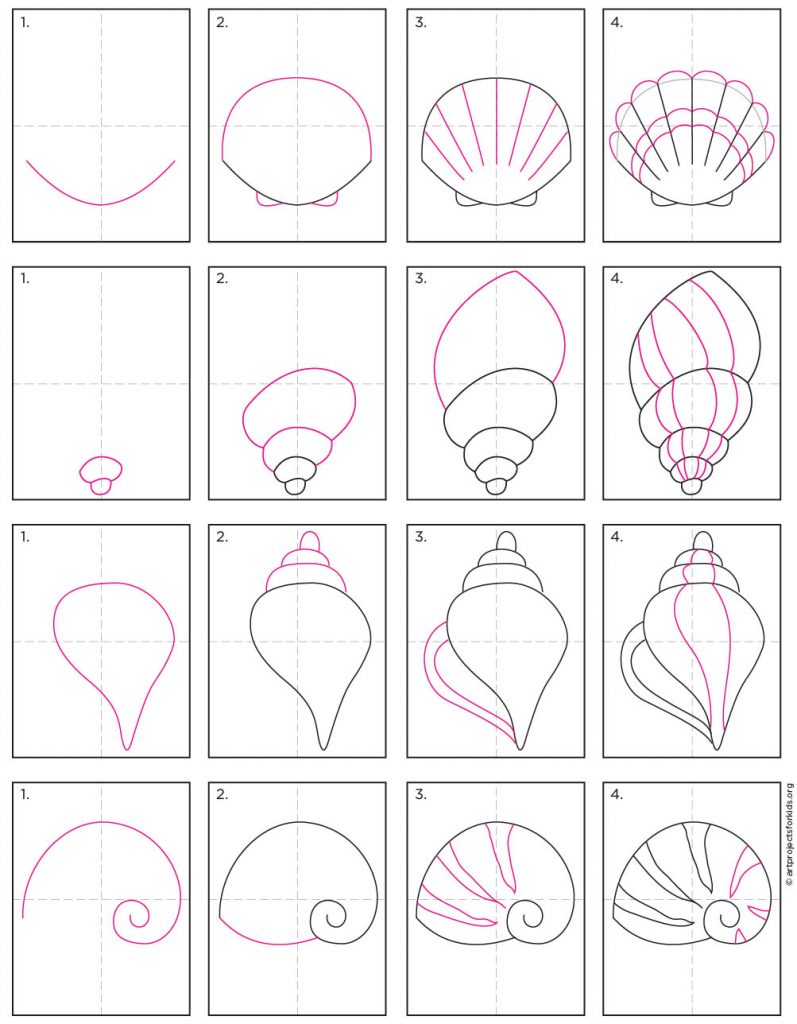 How to Draw a Sea Shell · Art Projects for Kids