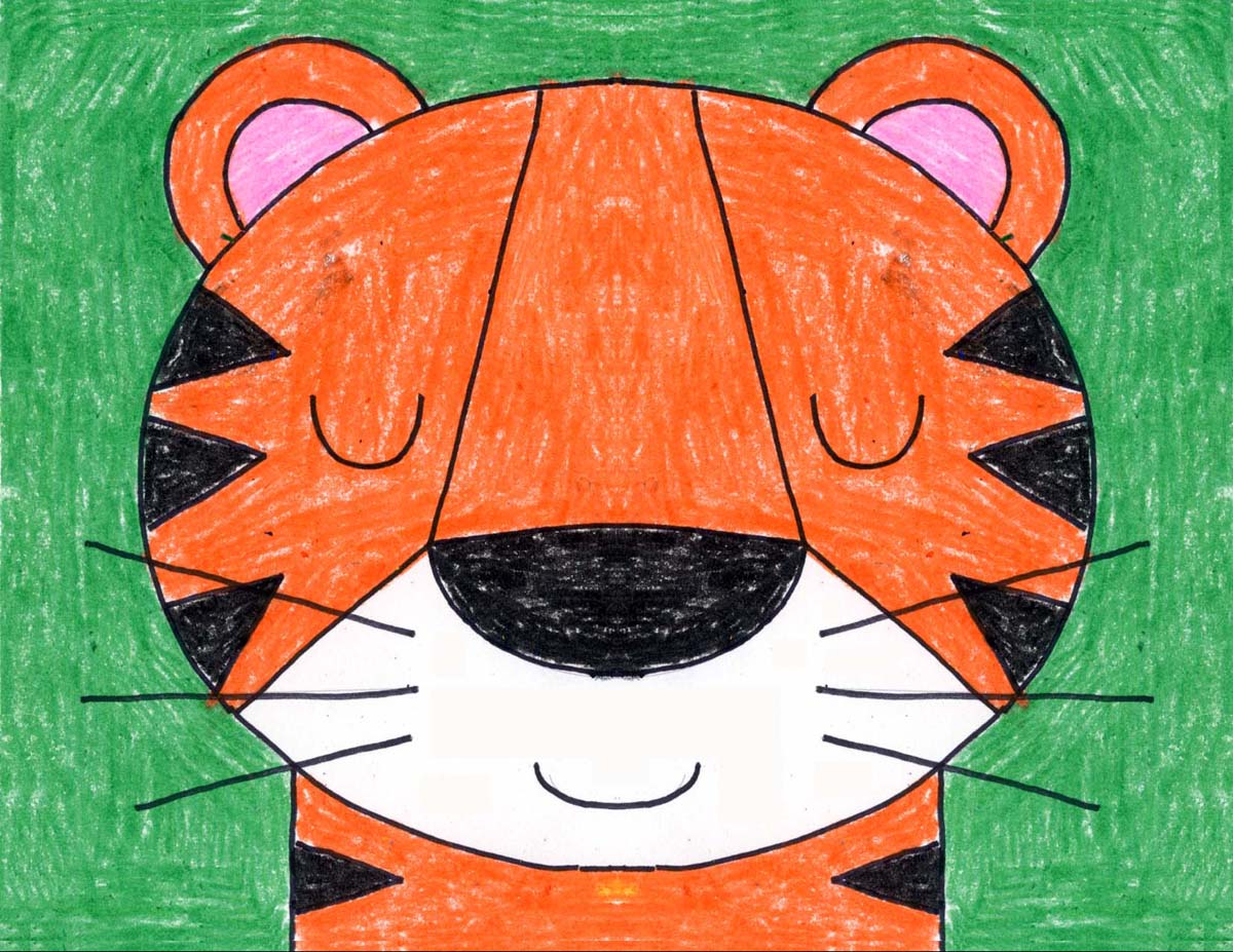 tiger face cartoon drawing