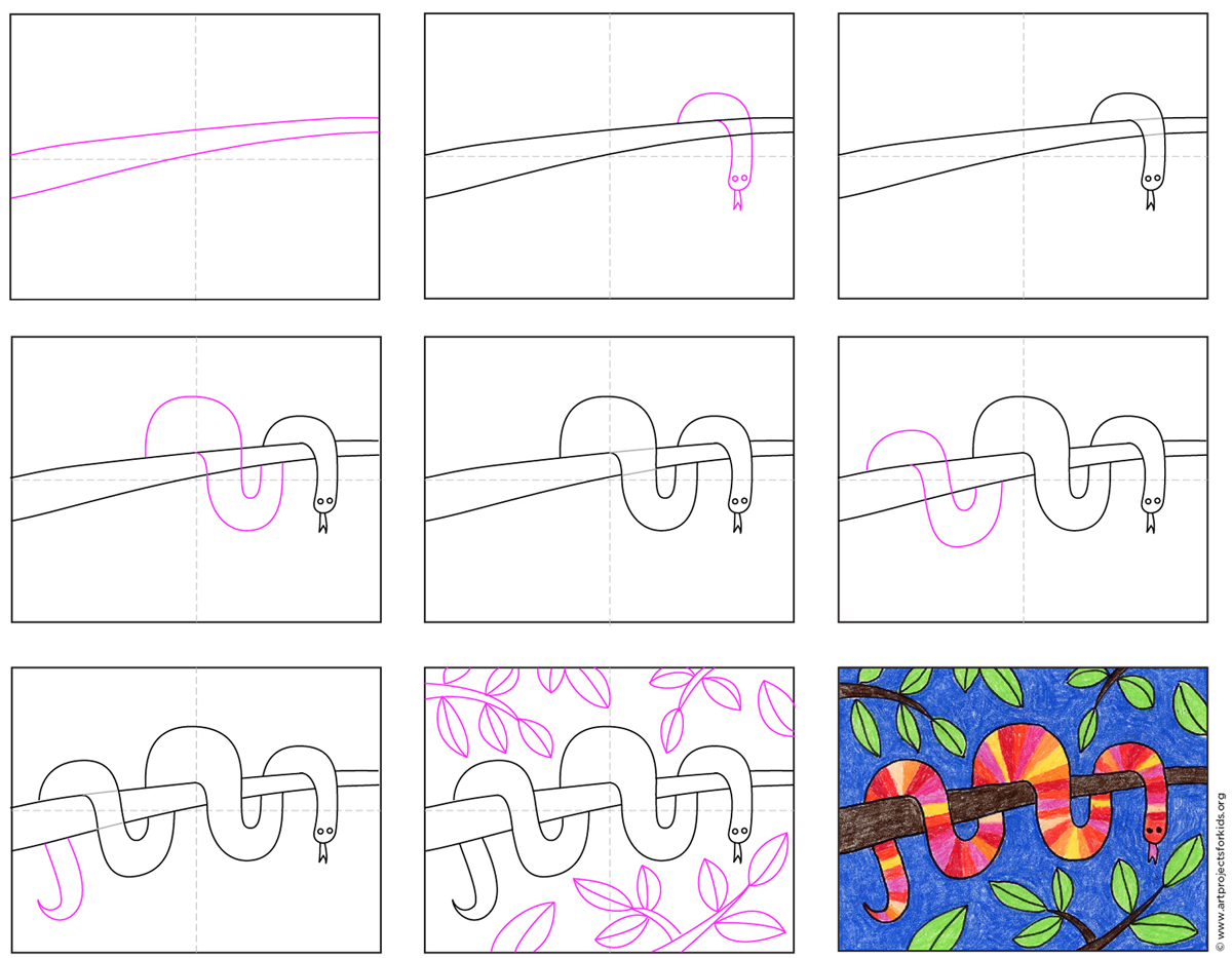 Tree Snake Pattern How to Draw a Tree Snake and Tree Snake Coloring Page