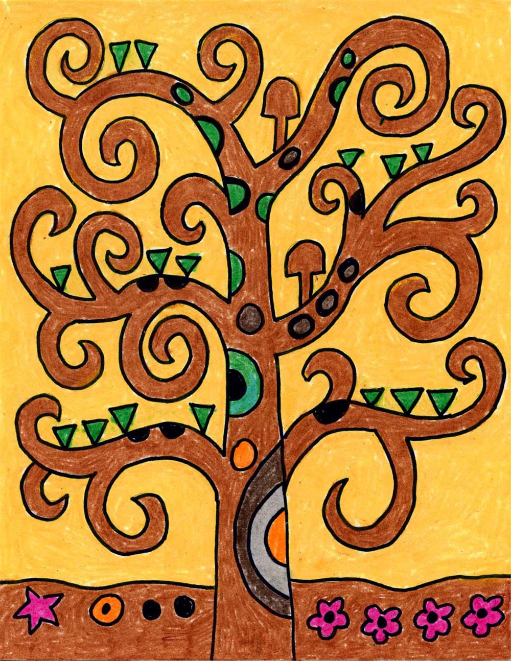 Easy How to Draw the Tree of Life Tutorial and Coloring Page