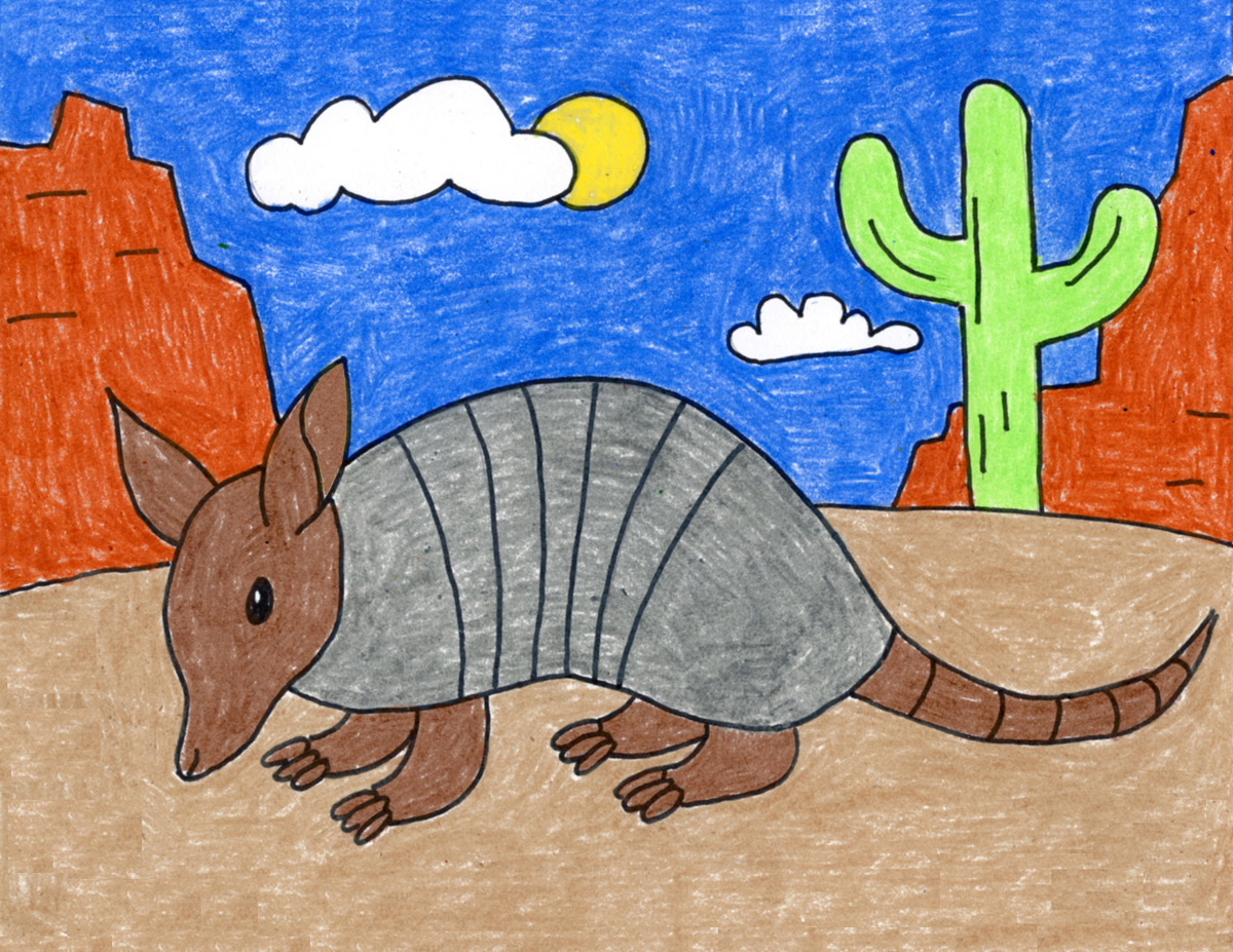 Easy How to Draw an Armadillo Tutorial and Armadillo Coloring Page